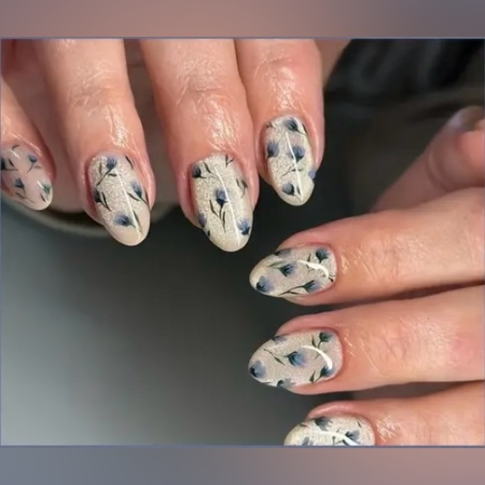 White Cateye Press on Nails